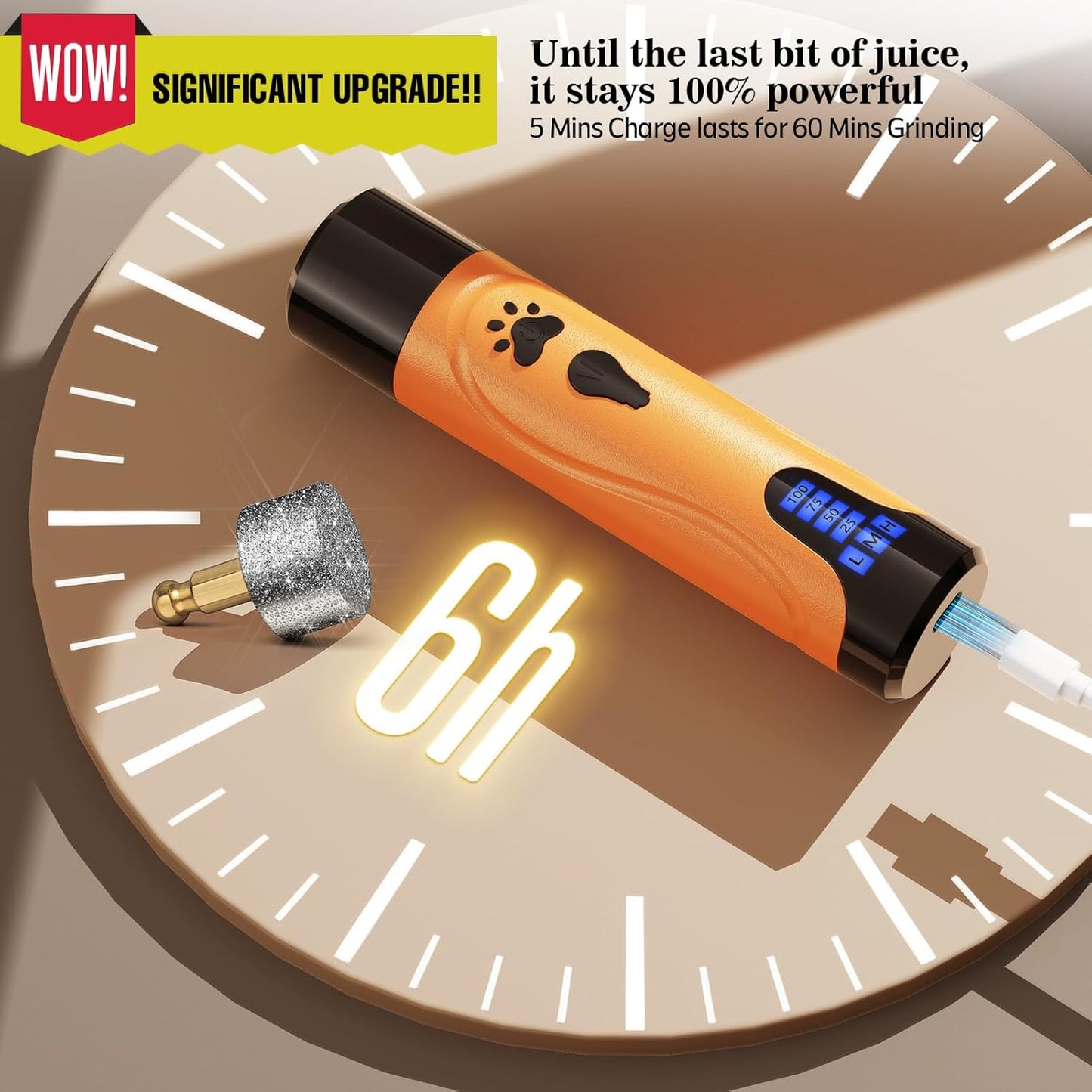 Dog Nail Grinder, Dog Nail Trimmers and Clippers Kit, Super Quiet, Rechargeable, for Small Large Dogs Cats Toenail Claw Grooming,3 Speeds