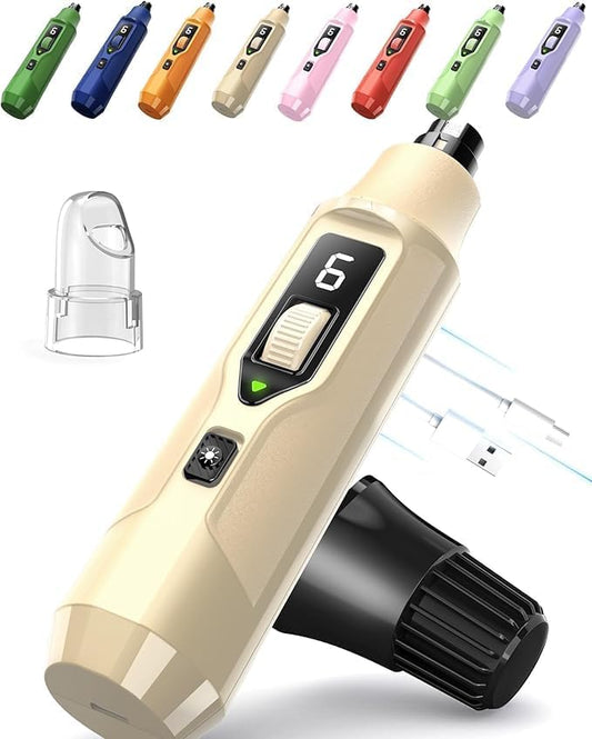 7-Speed Pet Nail Grinder with Light – Heavy Duty, Whisper Quiet Nail Trimmer for Dogs, Cats, Birds & Small Animals – Single-Handed Operation