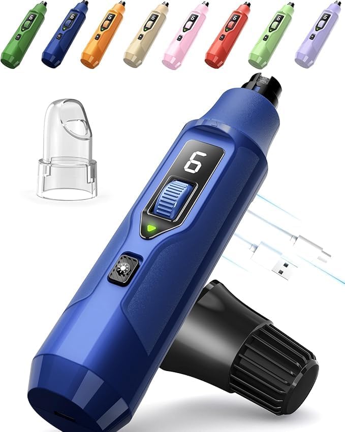 7-Speed Pet Nail Grinder with Light – Heavy Duty, Whisper Quiet Nail Trimmer for Dogs, Cats, Birds & Small Animals – Single-Handed Operation