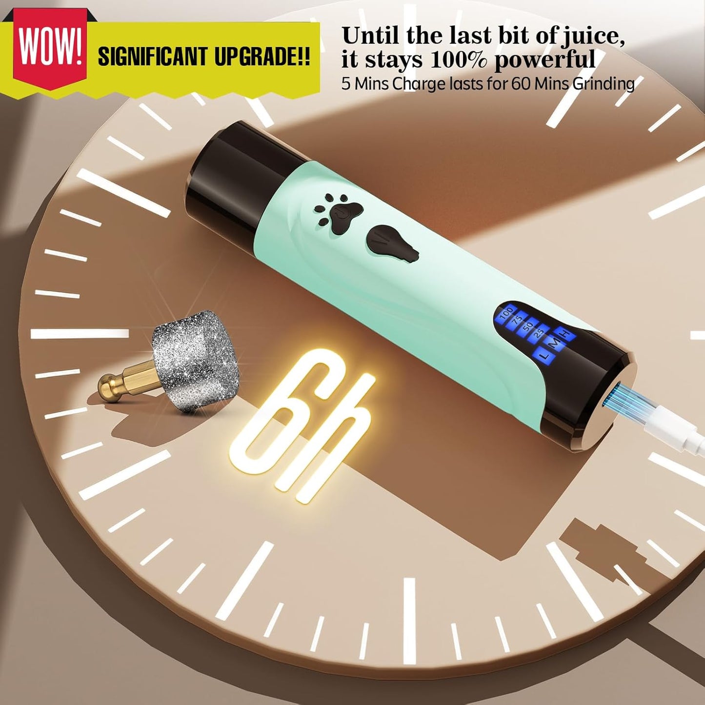 Dog Nail Grinder, Dog Nail Trimmers and Clippers Kit, Super Quiet, Rechargeable, for Small Large Dogs & Cats Toenail & Claw Grooming,3 Speeds