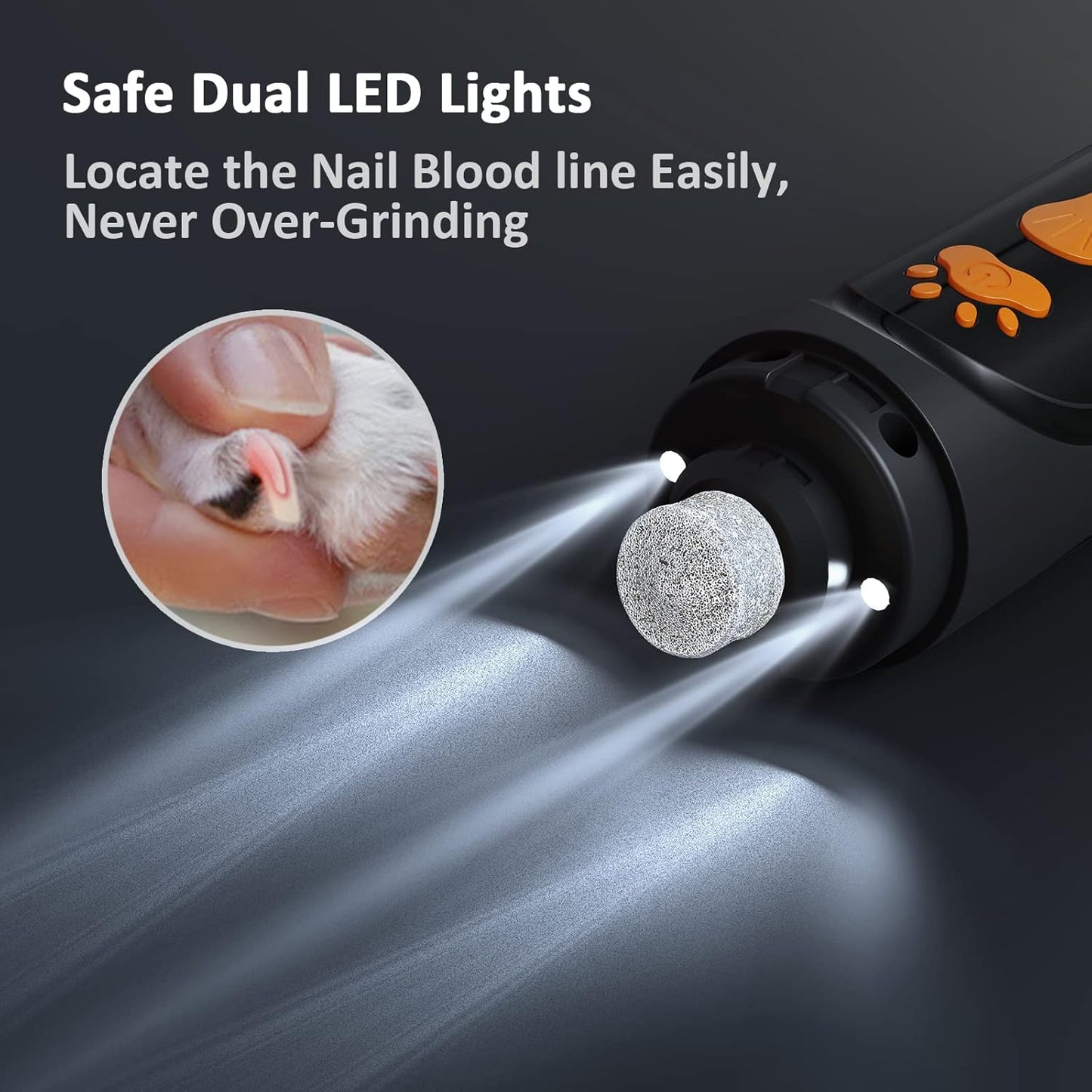 Dog Nail Grinder, Dog Nail Trimmers and Clippers Kit, Super Quiet, Rechargeable, for Small Large Dogs & Cats Toenail & Claw Grooming,3 Speeds