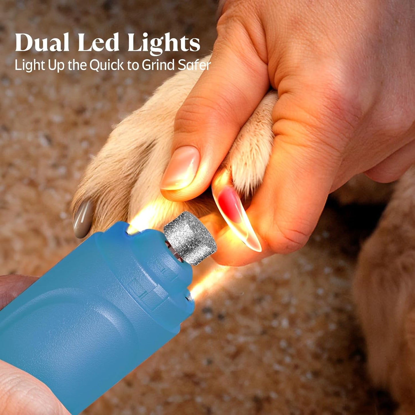 Dog Nail Grinder, Dog Nail Trimmers and Clippers Kit, Super Quiet, Rechargeable, for Small Large Dogs Cats Toenail Claw Grooming,3 Speeds