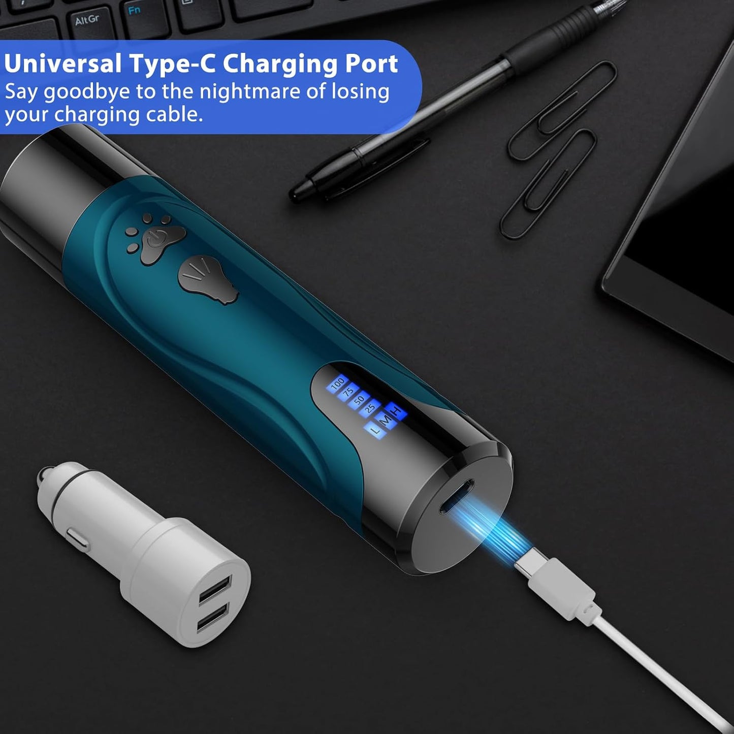 Dog Nail Grinder, Dog Nail Trimmers and Clippers Kit, Super Quiet Electric Pet Nail Grinder, Rechargeable, for Small Large Dogs & Cats Toenail & Claw Grooming,3 Speeds