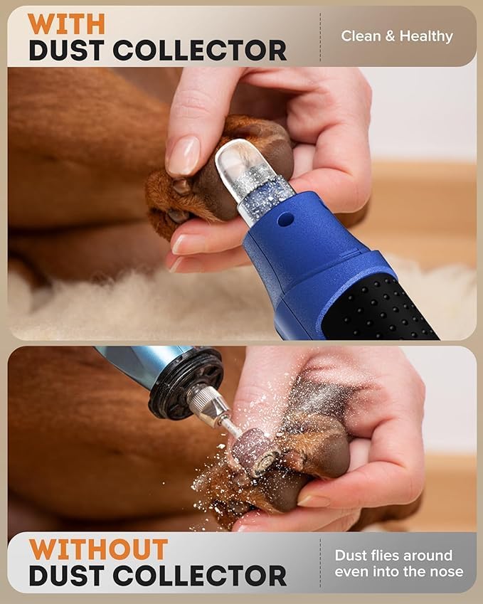 7-Speed Pet Nail Grinder with Light – Heavy Duty, Whisper Quiet Nail Trimmer for Dogs, Cats, Birds & Small Animals – Single-Handed Operation