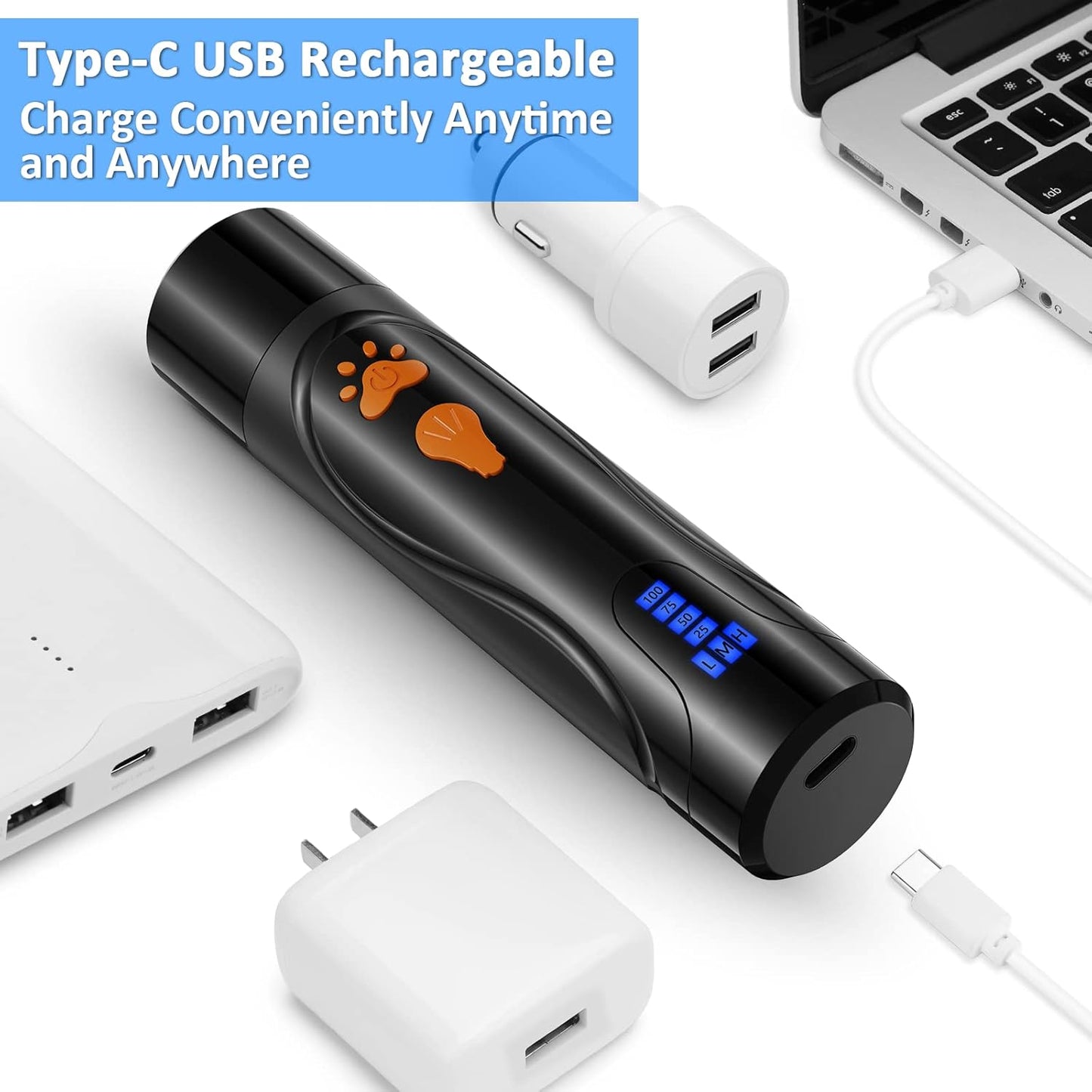 Dog Nail Grinder, Dog Nail Trimmers and Clippers Kit, Super Quiet, Rechargeable, for Small Large Dogs & Cats Toenail & Claw Grooming,3 Speeds