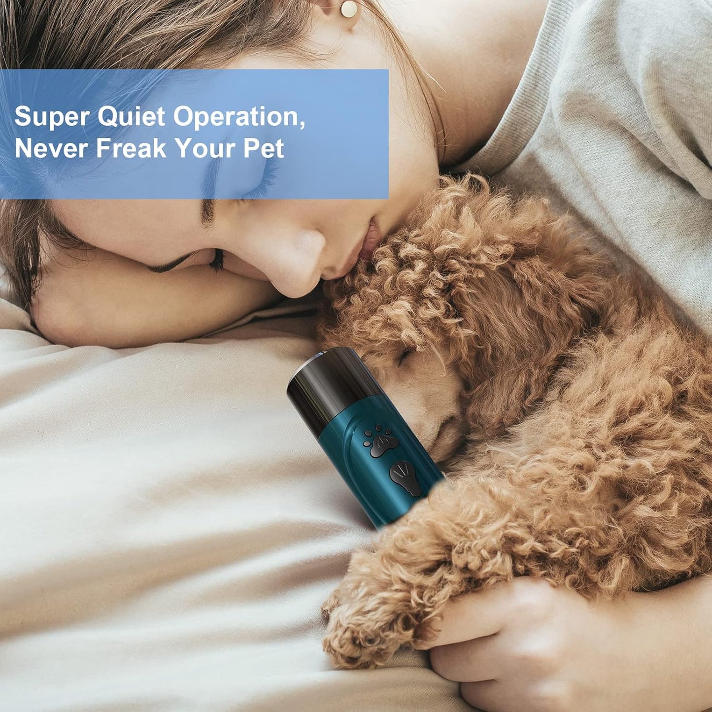 Dog Nail Grinder, Dog Nail Trimmers and Clippers Kit, Super Quiet Electric Pet Nail Grinder, Rechargeable, for Small Large Dogs & Cats Toenail & Claw Grooming,3 Speeds